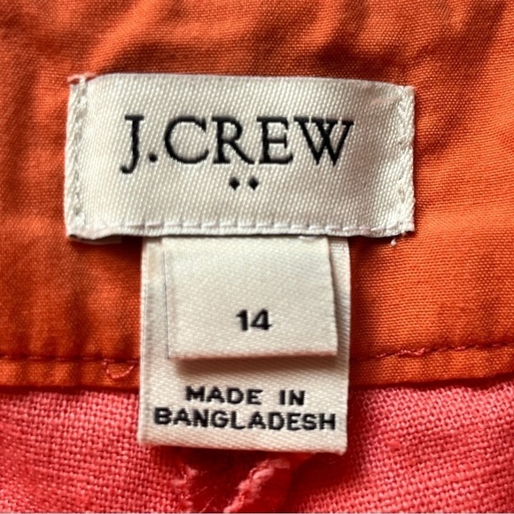 J. Crew Factory  4” Linen-Cotton Scalloped Hem Shorts in Coral Pink Beachy Sz 14 - Picture 2 of 13